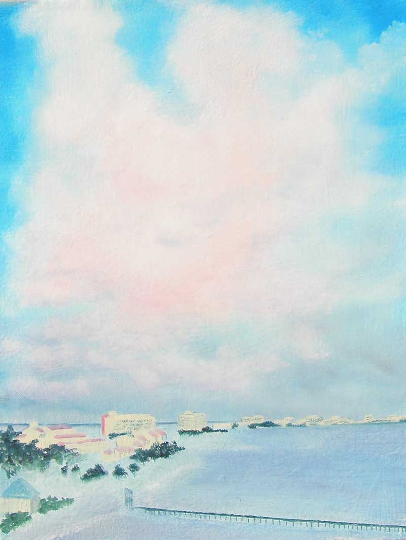 Casa Maya Clouds, 14" x 18" — Oil on Linen, Framed