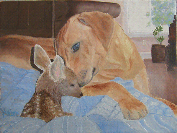 Golden Retriever, Oil on Linen, 9" x 12"