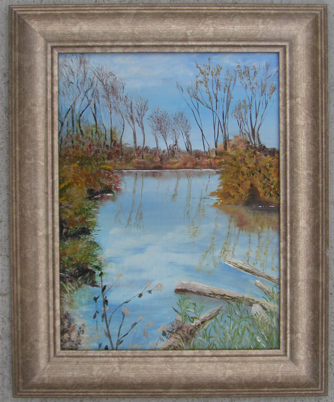 October Reflections, 8" x 10" — Oil on Linen, Framed