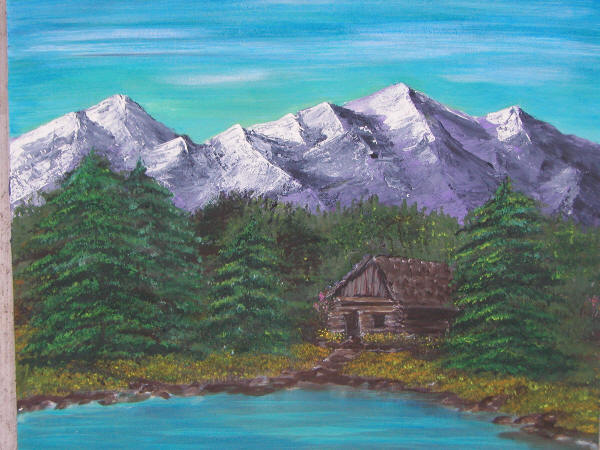 Mountain Valley Cabin, 16" x 20" — Acrylic on Canvas