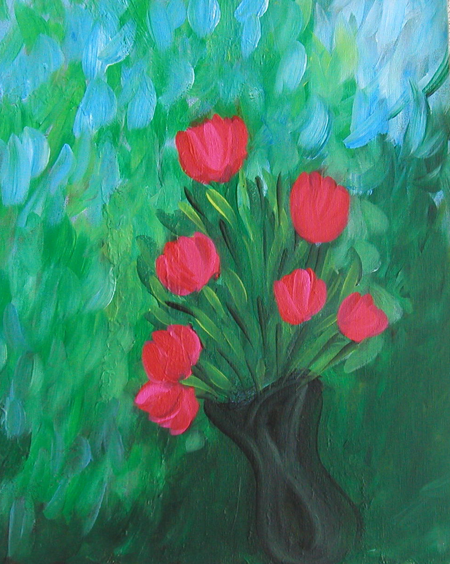 Tipping Tulips, 16" x 20" — Acrylic on Canvas
